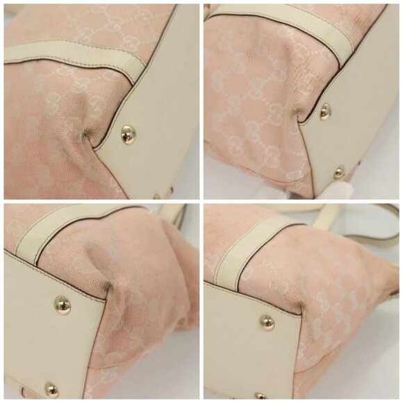 GUCCI GG Canvas Hand Bag Gold Pink 141470 Auth 127877 - Picture 14 of 16